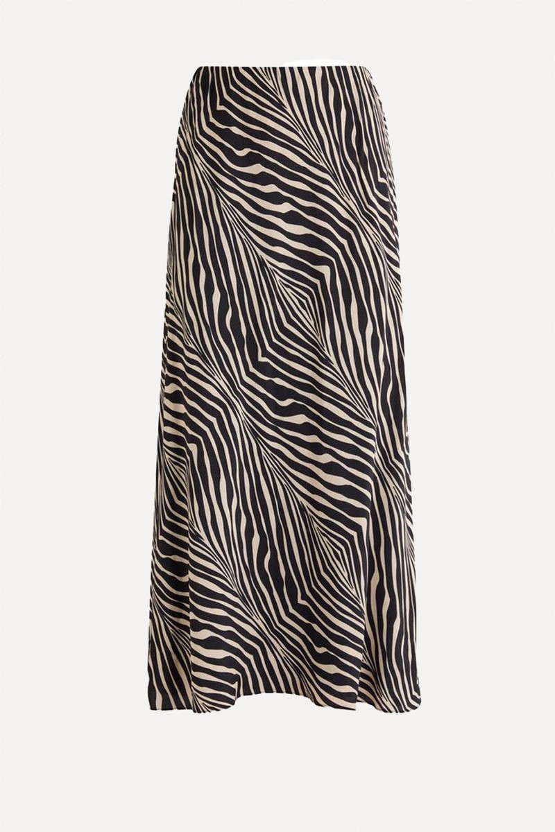 Boshan Zebra-Print Matte Satin Midi Skirt from BY MALENE BIRGER 