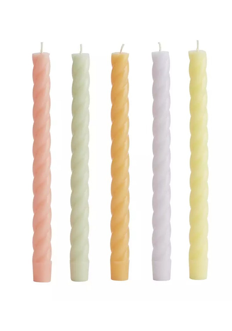 Unscented Twisted Tapered Candle Set of 5