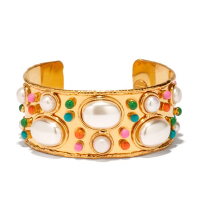 Byzantine Pearl & Gold-Plated Cuff from Slyvia Toledano