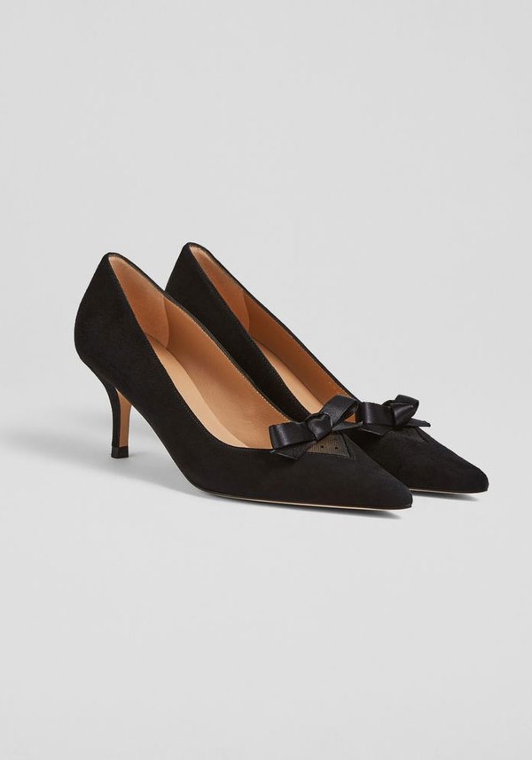 Bethany Black Suede Spot Mesh-Detail Courts from LK Bennett