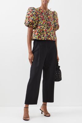 Meadow-Jacquard Puff-Sleeve Blouse from Blouse