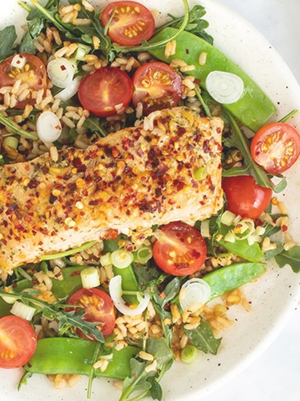 Zingy Salmon, Heritage Tomatoes & Mangetout