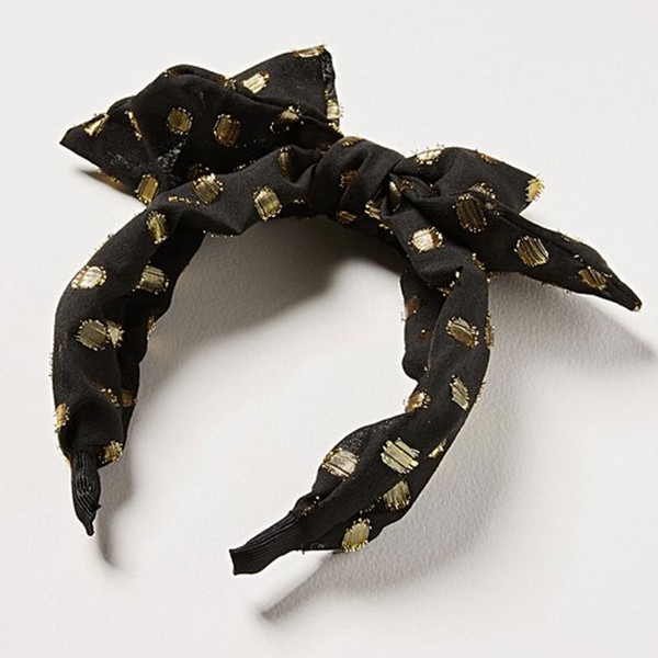 Dixie Metallic Polka Dot Black Headband from Oliver Bonas