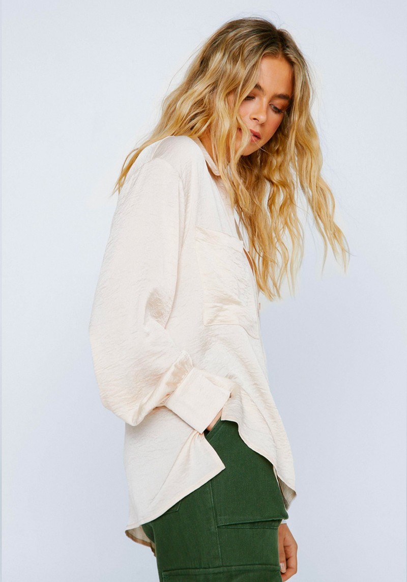 Textured Satin Relaxed Shirt