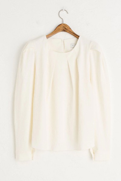 Pintuck Crew Neck Blouse