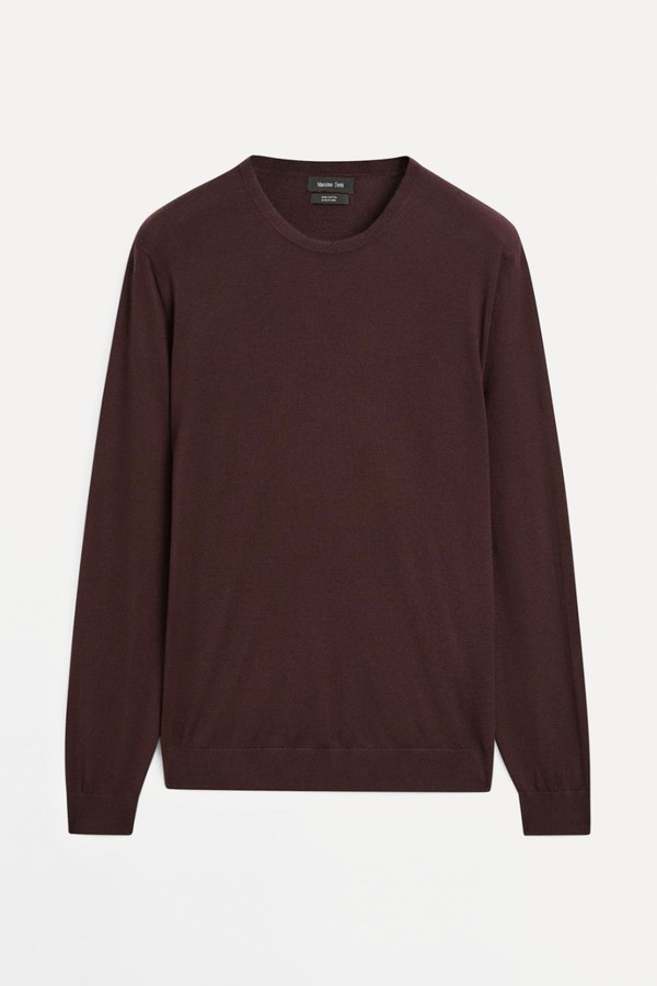Wool Blend Crew Neck Sweater