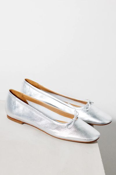 Delfina Metallic-Leather Ballet Flats  from Aeyde