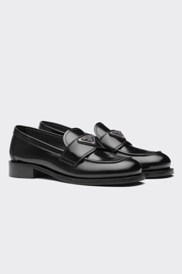 Unlined Brushed Leather Loafers from Prada