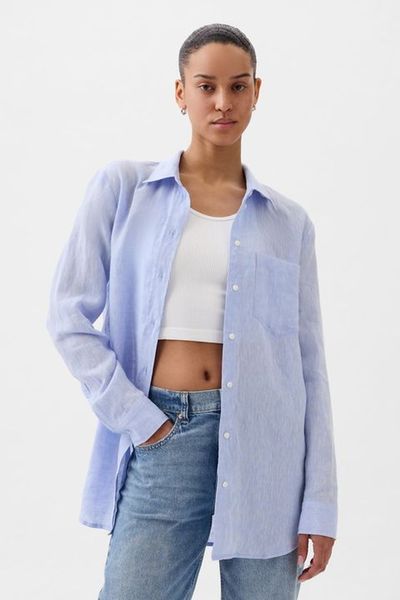 Linen Long Sleeve Oversized Shirt