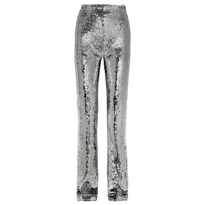 Sequined Crepe Straight Leg Pants, Silver from 16 Arlington