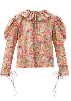 Elena Scalloped Floral-Print Cotton Blouse from Horror Vacui