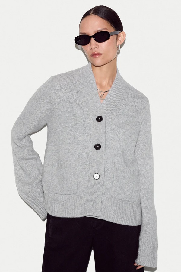Chunky V Neck A Line Cardigan