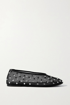 Marcy Crystal-Embellished Mesh Ballet Flats from Khaite