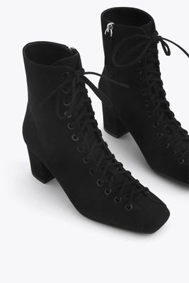 Suede Lace-Up Ankle Boots