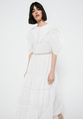 Midi Dress With Broderie Collar