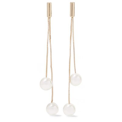 Gold-Plated Faux Pearl Earrings