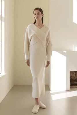 V-Neck Cashmere Blend Knit Dress from LVIR