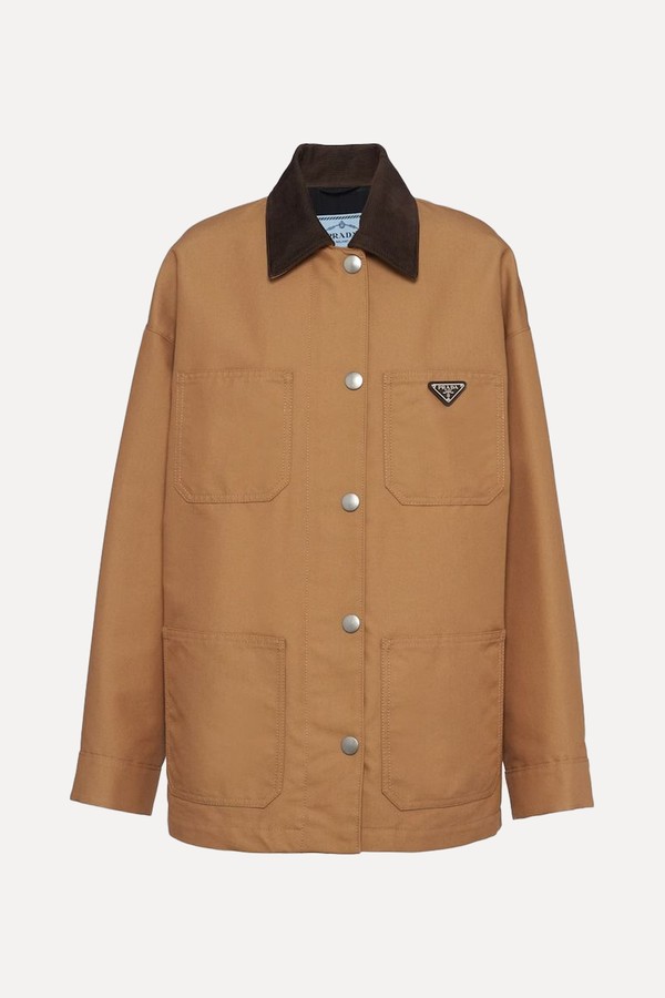 Triangle-Logo Canvas Blouson Jacket from Prada