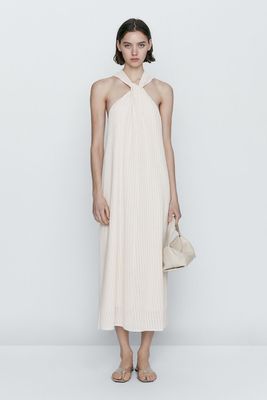 Textured Dress With Crossover Strap