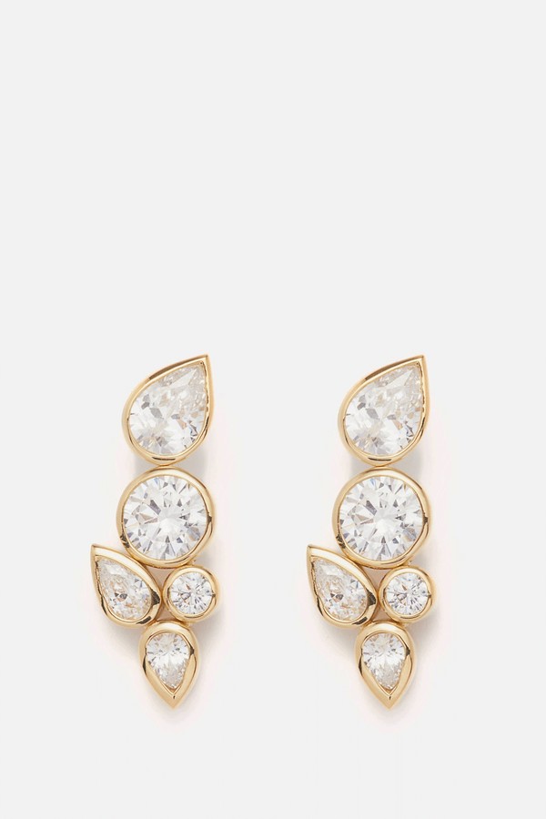 Cubic Zirconia & 14kt Gold-Vermeil Earrings from CompletedWorks