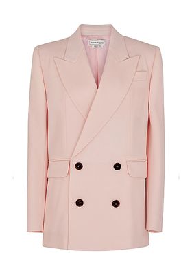 Light Pink Double-Breasted Wool Blazer from Alexander McQueen