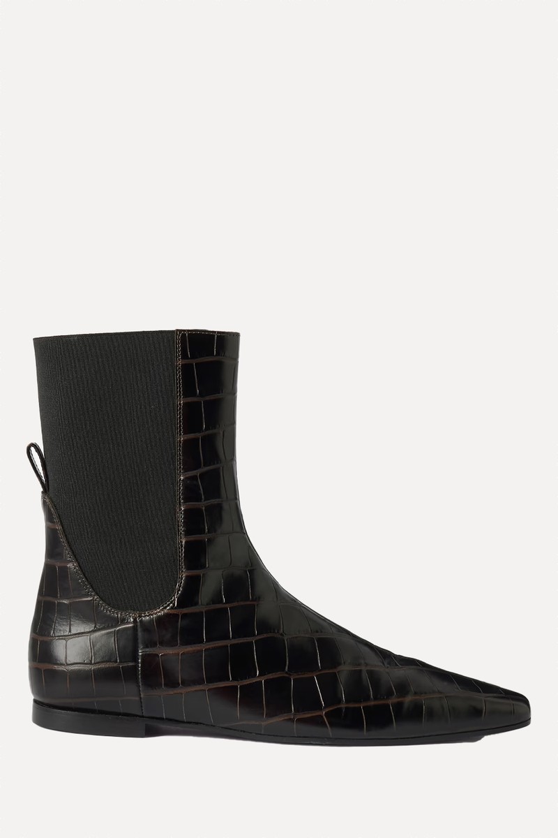Croc-Effect Leather Ankle Boots from TOTEME
