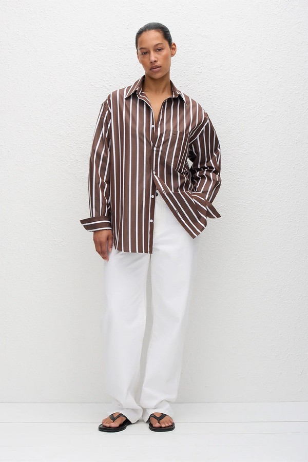 Striped Organic Cotton-Poplin Shirt   from Matteau 