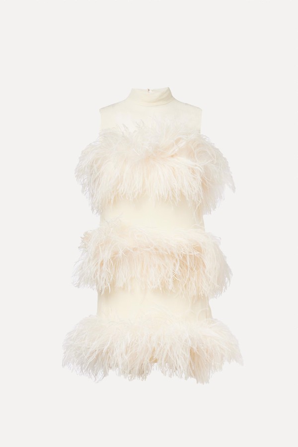 Divine Feather-Trimmed Chiffon Minidress from Taller Marmo