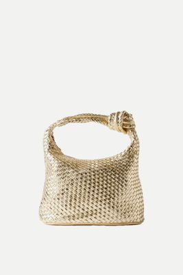 Leather Woven Knot Handle Bag
