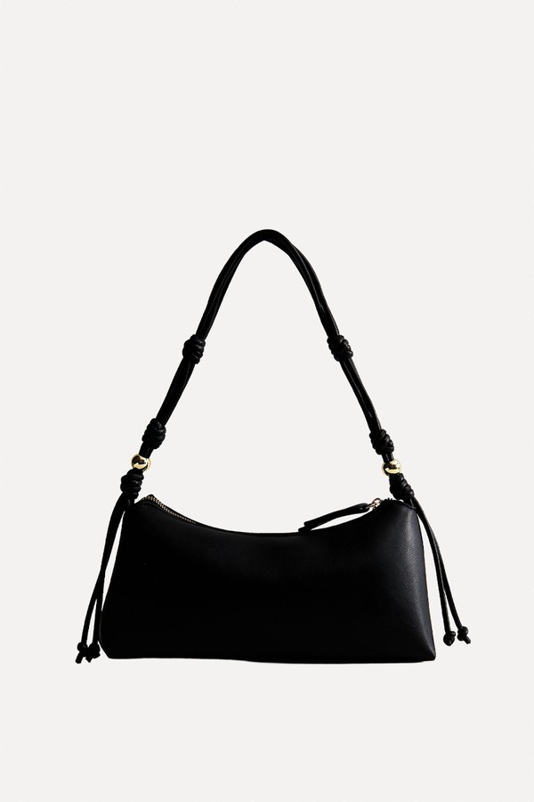 Faux Leather Knotted Handle Shoulder Bag