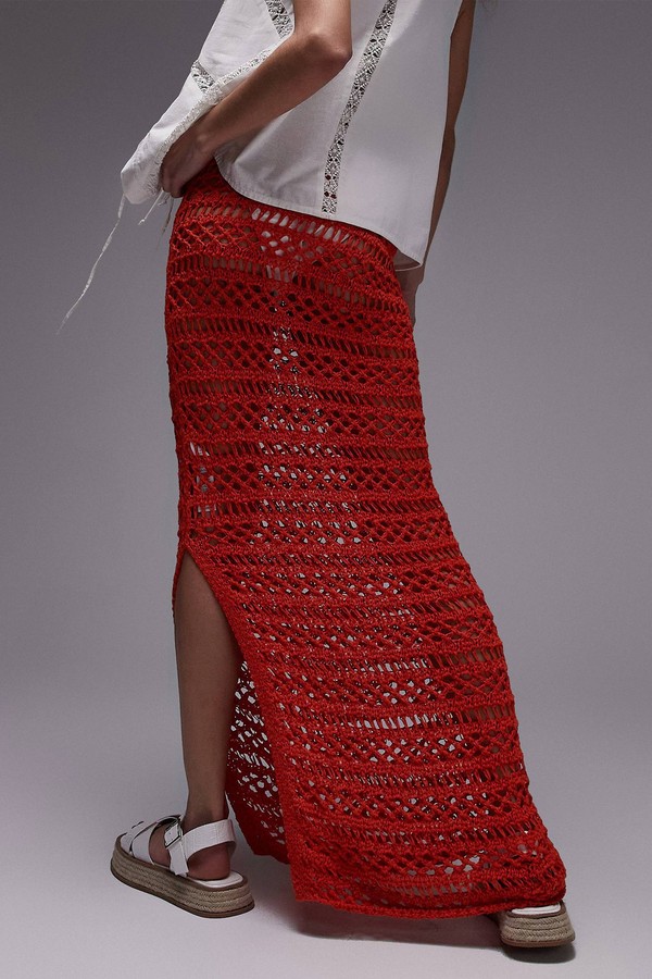 Knitted Crochet Stitch Maxi Skirt from Topshop
