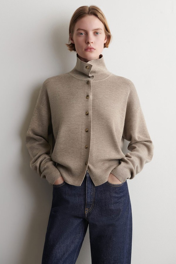 Merino Wool Funnel-Neck Cardigan from COS