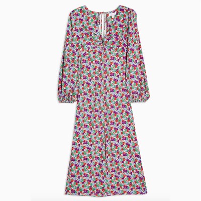 Godet Twist Midi Dress