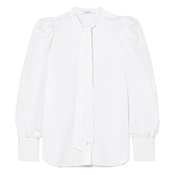 Pussy-Bow Cotton Poplin Blouse
