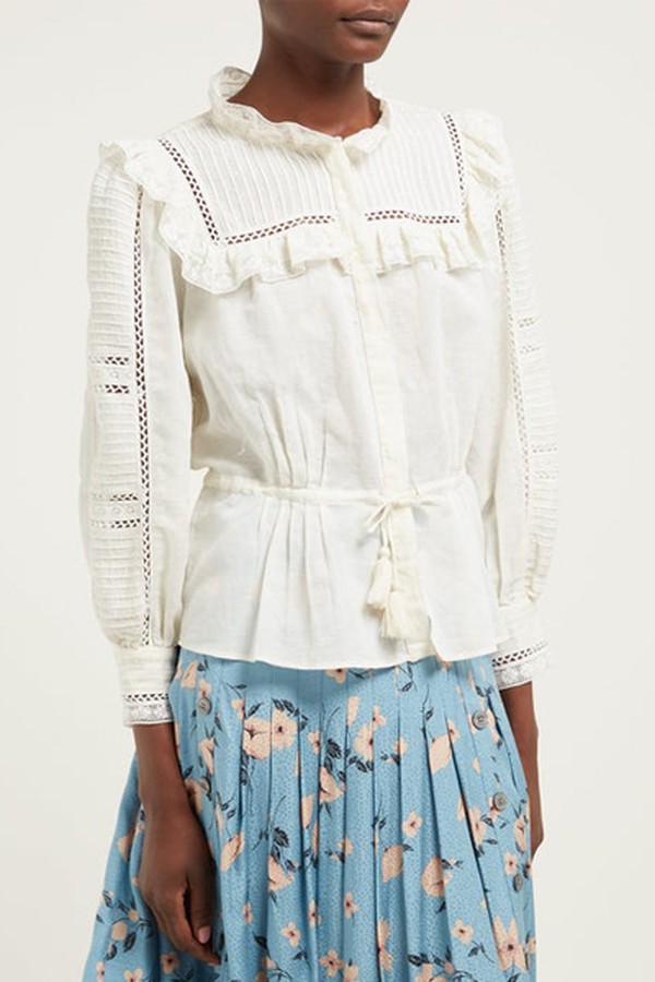 Poppy Pintucked Linen-Blend Blouse from Sea