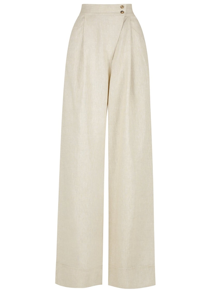 Luna Linen Asymmetric Wide Leg Pant from Shona Joy