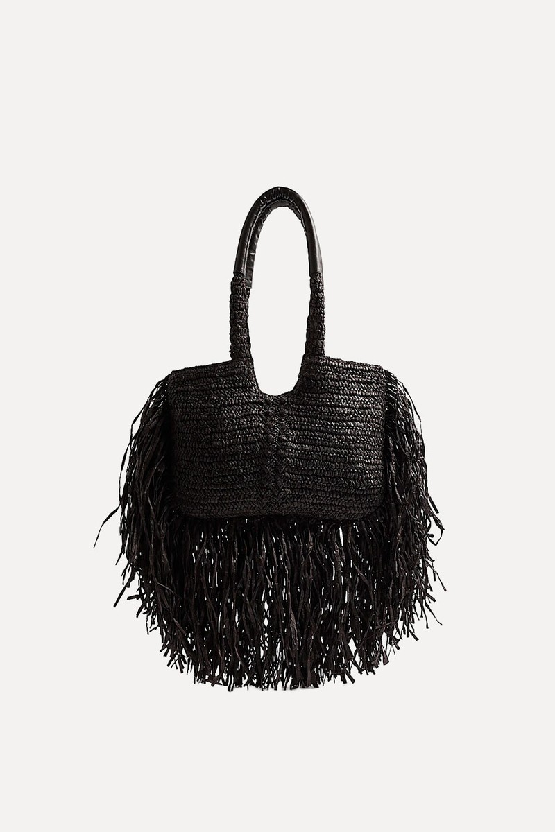 Raffia Fringed Tote Bag from River Island