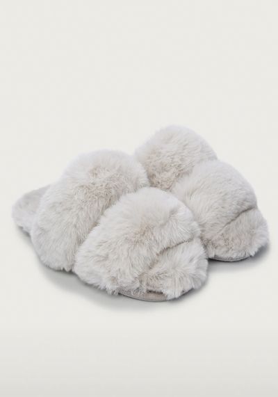 Faux-Fur Strap Slider Slippers