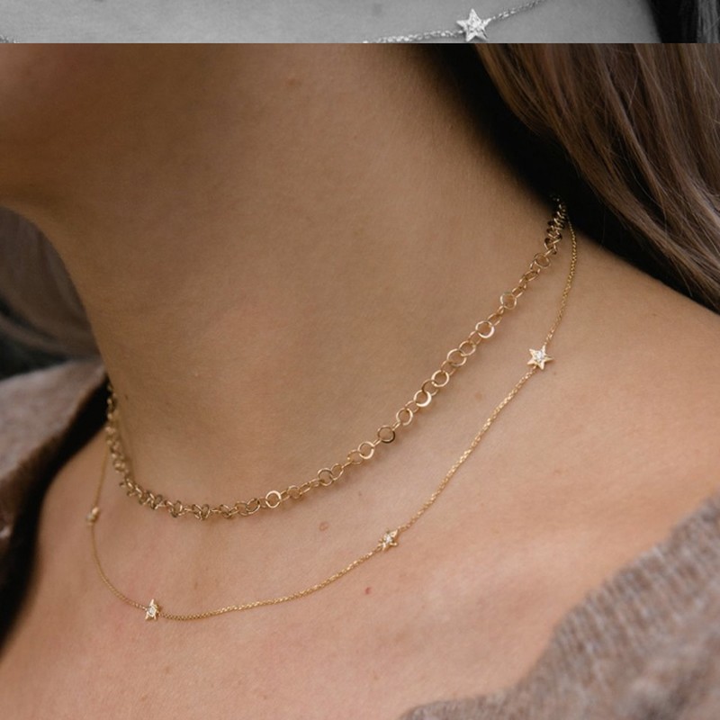 Bijou Solid 14K Gold Star Diamond Necklace from Dinny Hall