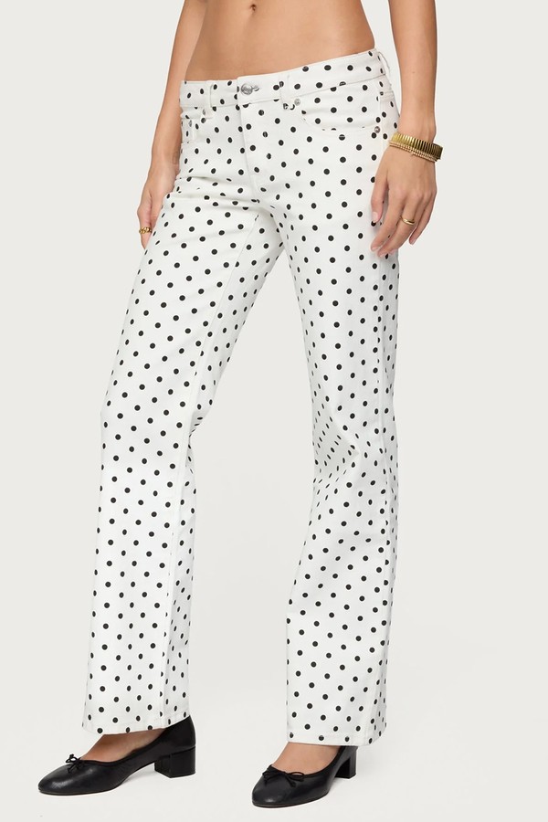 Romily Polka Dot Low Rise Straight Leg Jeans from Edikted