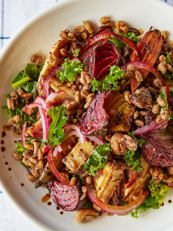 Roasted Vegetable Salad With Spiced Grains & Chestnuts