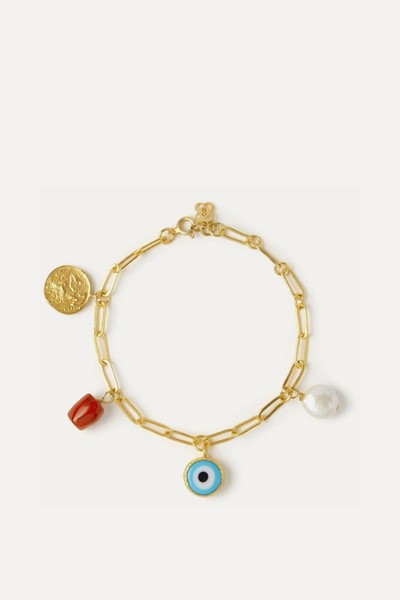 Cornicello Evil Eye & Pearl Charm Bracelet from Ottoman Hands