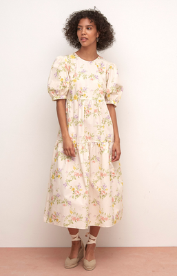 Organic Cotton Floral Tiered Smock Dress, £39