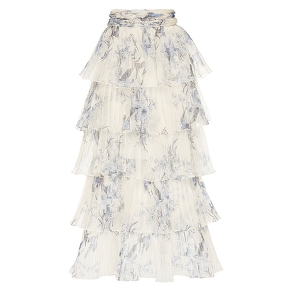 Journey Of The Soul Tiered Silk-Organza Midi Skirt from Johanna Ortiz