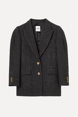 Houndstooth-Pattern Single-Breasted Wool Blazer from Sandro