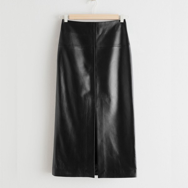 Front Slit Leather Midi Skirt from & Other Stories