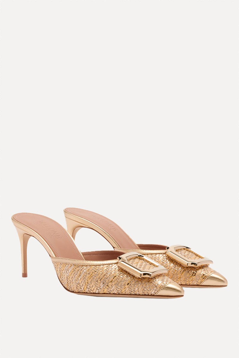 Mona 70 Gold Metallic Raffa Mules from Malone Souliers