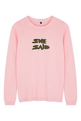 She Said Pink Cotton-Blend Jumper from Bella Freud