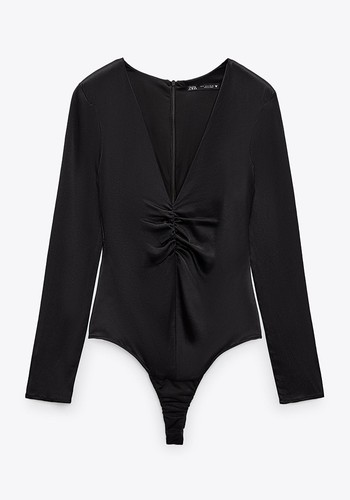 Satin Bodysuit With Gathered Detail from Zara