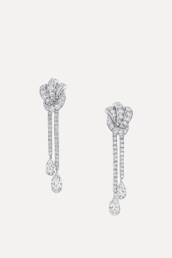 Tilda’s Bow Double Pavé Diamond Drop Earrings